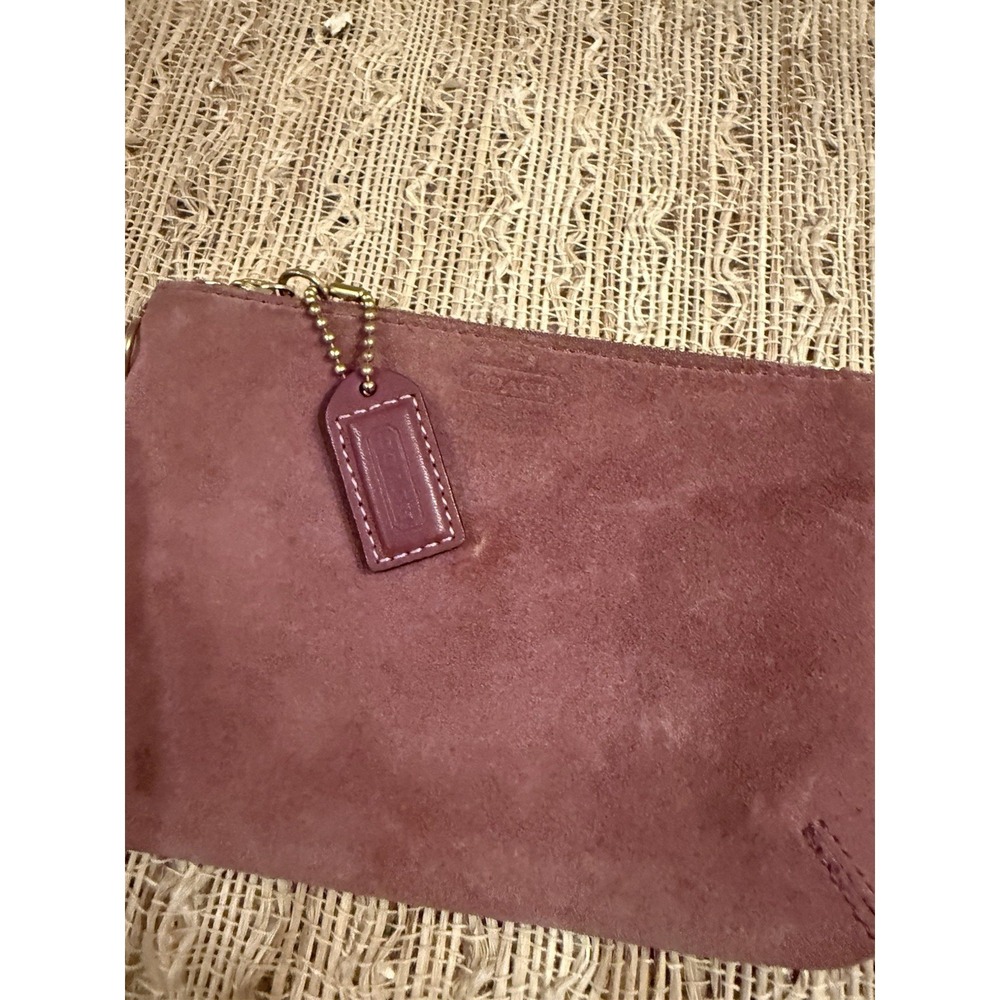 VGC COACH Women's Dark Pink Mauve Suede Leather Wristlet Clutch Coin Purse - Picture 3 of 9